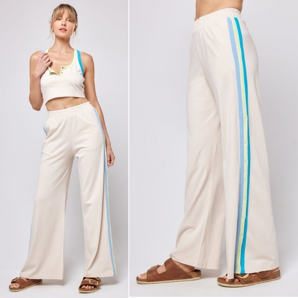 l*space Pants - L*SPACE // soft jersey hi waist wide leg side stripe side snap activewear pants